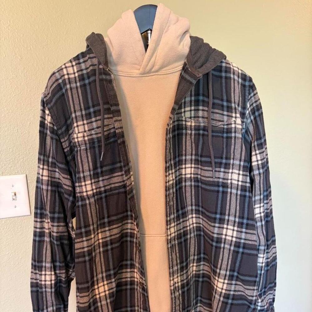 Old Navy Double Brushed Flannel Hoodie Black